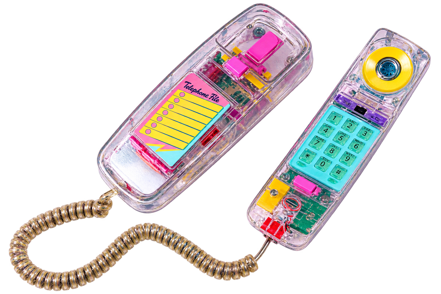 Telefone fixo transparente dos anos 90